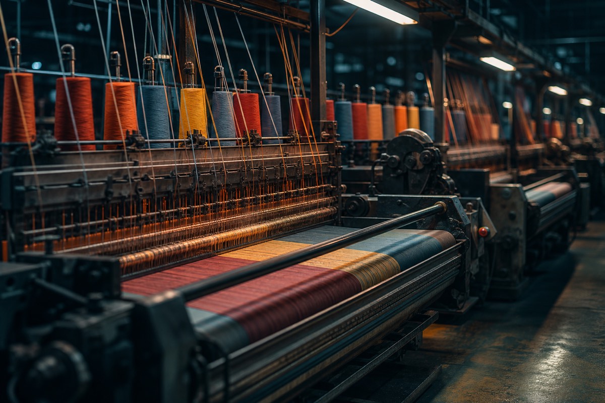 Tekstil dokuma salonunda çalışan makineler